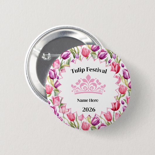 Tulip Festival Royalty Button Pin (Vorne & Hinten)