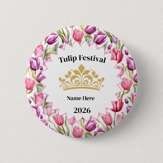 Tulip Festival Royalty Button Pin (Vorderseite)