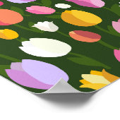 Tulip Field 01 Retro Blume farbenfroh Poster (Ecke)