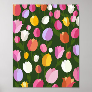 Tulip Field 01 Retro Blume farbenfroh Poster