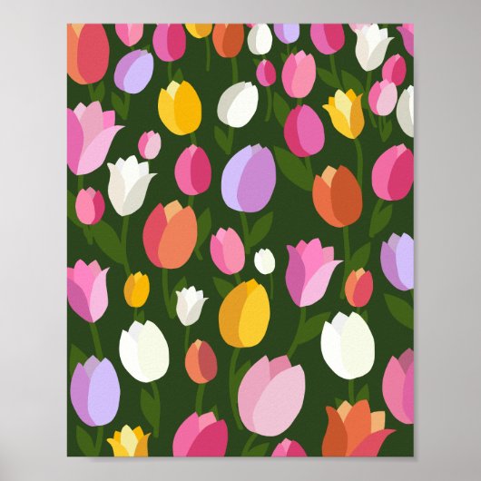 Tulip Field 01 Retro Blume farbenfroh Poster (Vorne)