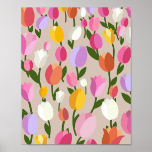 Tulip Field 03 Farbenfrohe Blüte Poster