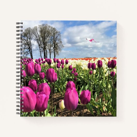 Tulip Field with Kite, Oregon Notizblock (Vorderseite)