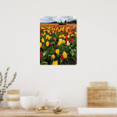 Tulip Field with Old Traktor, Oregon Poster (Küche)