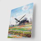 Tulip Fields in den Niederlanden, Monet Quadratische Wanduhr (Winkel)