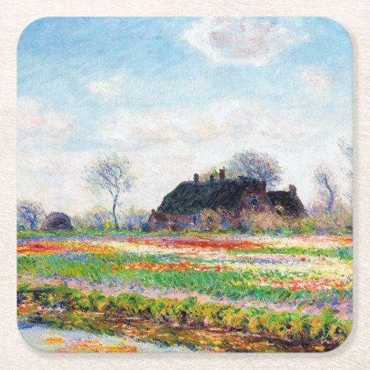 Tulip Fields in den Niederlanden, Monet Rechteckiger Pappuntersetzer (Vorderseite)