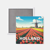 Tulip Fields Windmill Niederlande Magnet (Vorderseite/Rückseite)