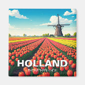 Tulip Fields Windmill Niederlande Magnet (Vorne)