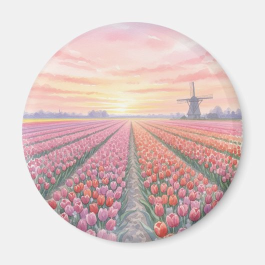 Tulip Fields Windmill Niederlande Magnet (Vorne)
