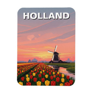 Tulip Fields Windmill Niederlande Magnet