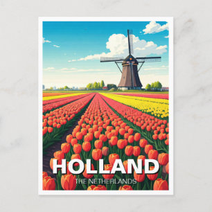 Tulip Fields Windmill Niederlande Postkarte