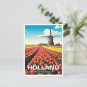 Tulip Fields Windmill Niederlande Postkarte (Stehend Vorderseite)