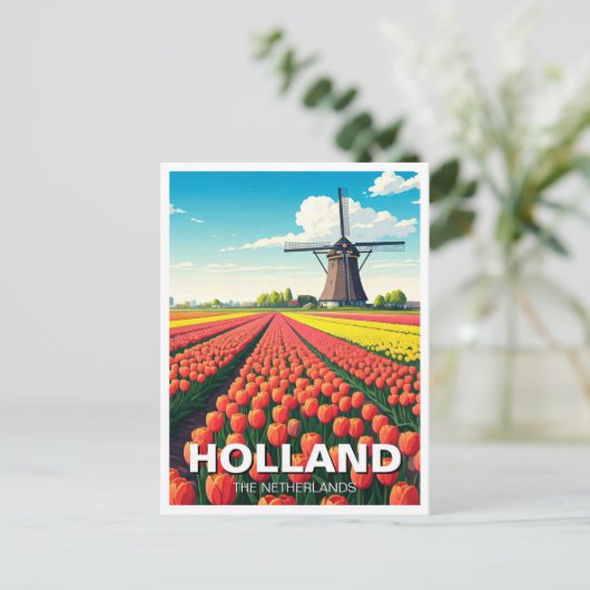 Tulip Fields Windmill Niederlande Postkarte (Stehend Vorderseite)