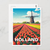 Tulip Fields Windmill Niederlande Postkarte (Vorne/Hinten)