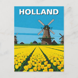 Tulip Fields Windmill Niederlande Postkarte