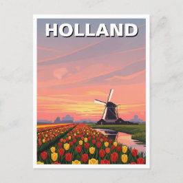 Tulip Fields Windmill Niederlande Postkarte