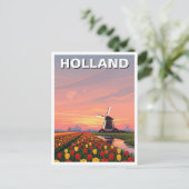 Tulip Fields Windmill Niederlande Postkarte (Stehend Vorderseite)