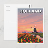Tulip Fields Windmill Niederlande Postkarte (Vorne/Hinten)