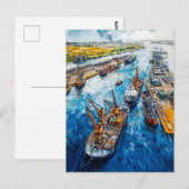 Tulip Fields with Barn and Stream Fantasy Painting Postkarte (Vorne/Hinten)