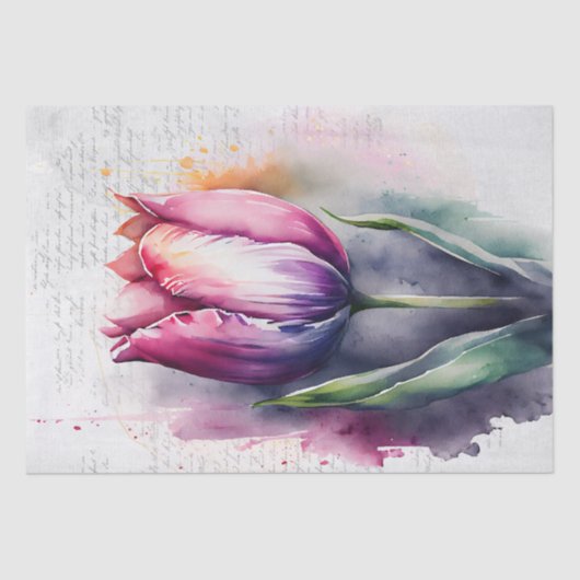 Tulip Floral Decoupage Watercolor Seidenpapier (Vorderseite)