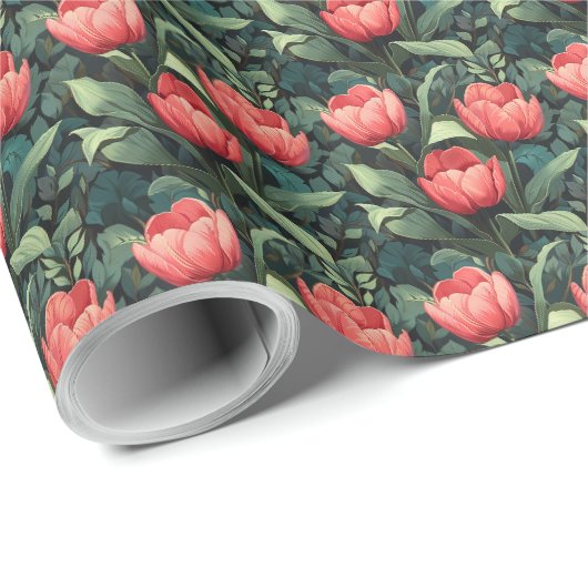Tulip Floral Geschenkpapier (Rolleneckpunkt)