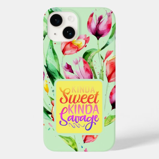 Tulip Floral Kinda Sweet Kinda Savage Quote Case-Mate iPhone Hülle (Rückseite)