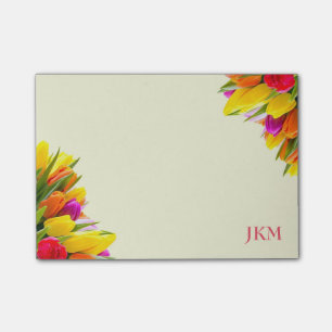 Tulip Floral Monogramm Post-it Klebezettel