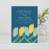 Tulip Floral Oaster Dinner Brunch Familie Blau Einladung (Stehend Vorderseite)