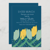Tulip Floral Oaster Dinner Brunch Familie Blau Einladung (Vorne/Hinten)
