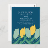 Tulip Floral Oaster Dinner Brunch Familie Blau Postkarte (Vorne/Hinten)