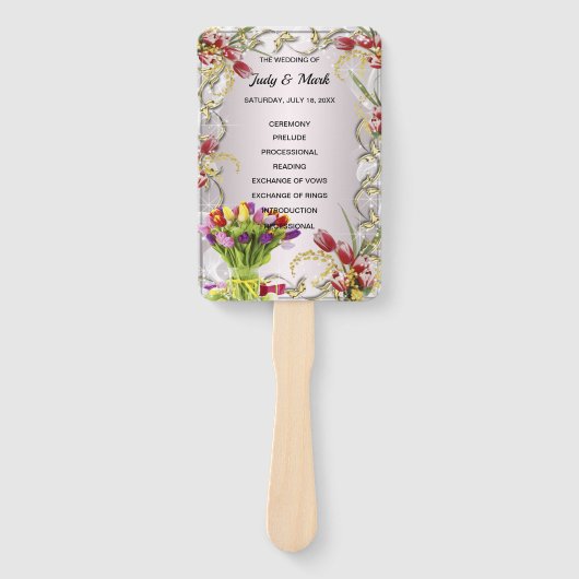 Tulip Floral Wedding Programm Fächer (Vorderseite)