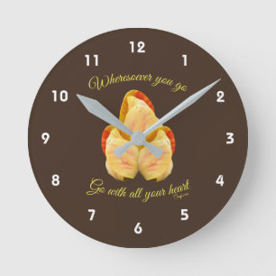 Tulip Flower Go With Your Heart Inspirational      Runde Wanduhr