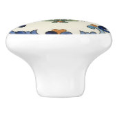 Tulip Flower Mediterranean Blue Orange Cream Keramikknauf (Seitenansicht)