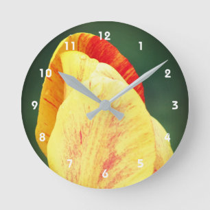 Tulip Flower Petals With Raindrops Close Up Runde Wanduhr