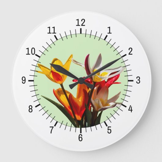 Tulip flowers customizable große wanduhr (Vorderseite)