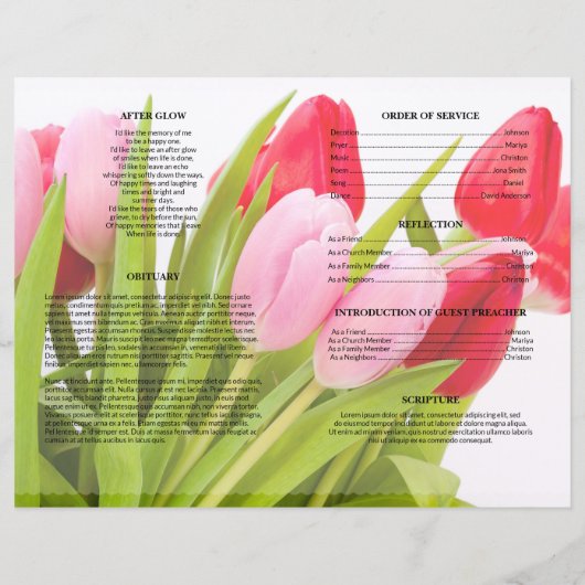Tulip Funeral Template (Rückseite)
