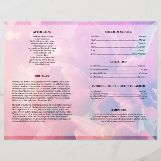 Tulip Funeral Template (Rückseite)