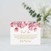 Tulip Funeral Thank You Card Bereavement Dankeskarte (Stehend Vorderseite)