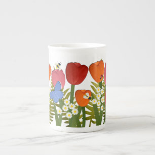 Tulip Garden 10oz Bone-China-Tasse Porzellantasse