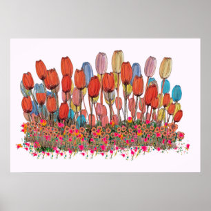 Tulip Garden Botanische Kunst Poster