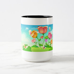 Tulip Garden Butterfly Zweifarbige Tasse