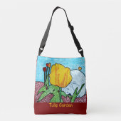 Tulip Garden Deep Red Tragetaschen Mit Langen Trägern (Rückseite)