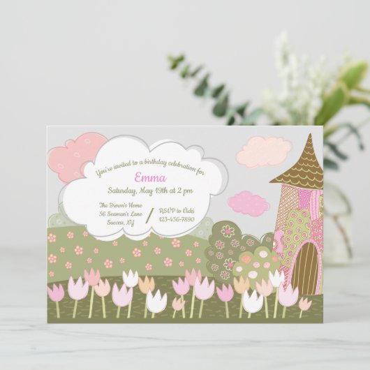 Tulip Garden Geburtstagsparty Einladung (Stehend Vorderseite)