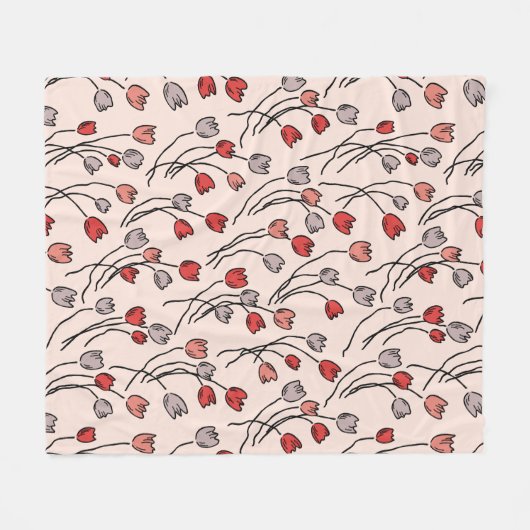 Tulip Garden in Pinks Fleece Blanket (Vorderseite (Horizontal))
