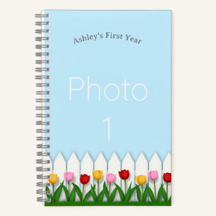 Tulip Garden mit White Picket Zaun Custom Foto Notizblock