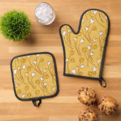Tulip Garden Oven Mitt and Pot Holders Ofenhandschuh & Topflappen-Set (Oben Unten)