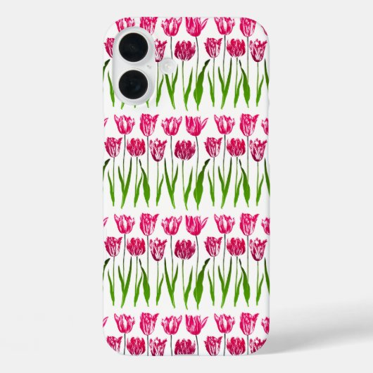 Tulip Garden Print in Fuchsia Pink und Green Case-Mate iPhone Hülle (Rückseite)