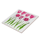 Tulip Garden Print in Fuchsia Pink und Green Fliese (Seite)