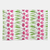 Tulip Garden Print in Fuchsia Pink und Green Geschirrtuch (Horizontal)