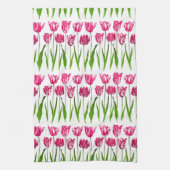 Tulip Garden Print in Fuchsia Pink und Green Geschirrtuch (Vertikal)